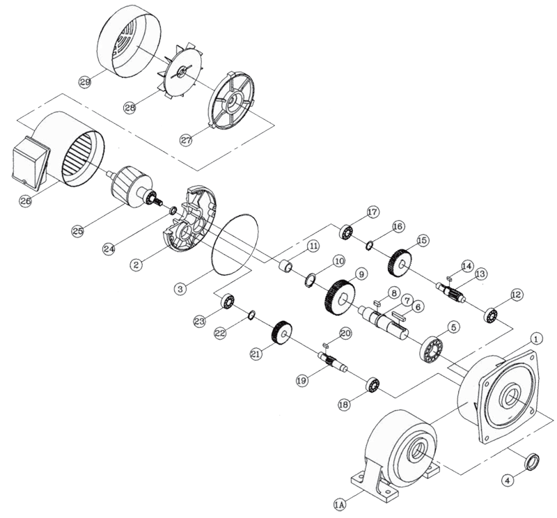 中国变速 varitron 齿轮减速机 减速马达 分解图